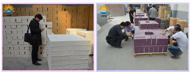 Korea customers to mullite insulation bricks factory inspection